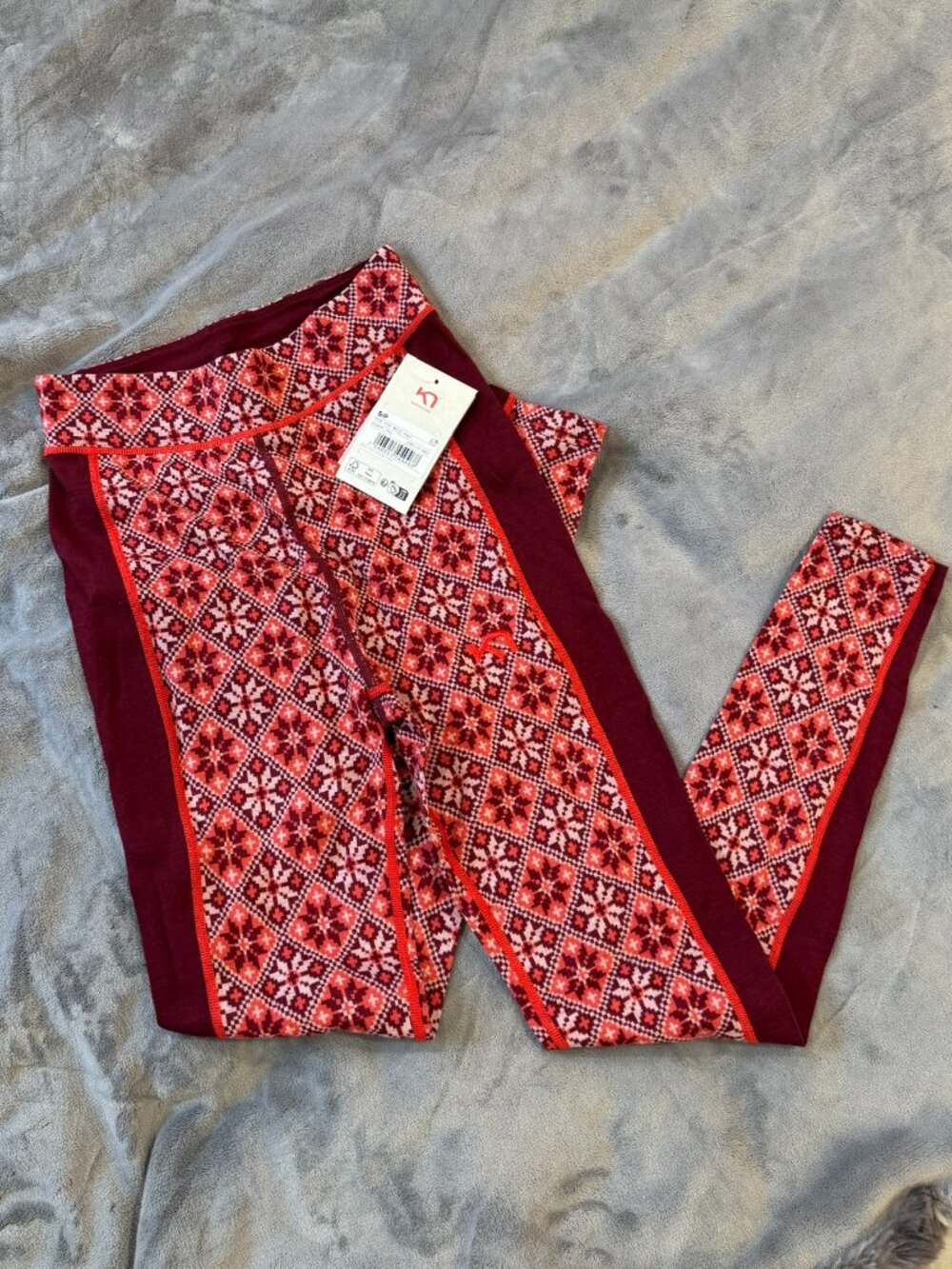 Kari Traa Woll Base Layer Pants | Womens' Small | Red | High-Waisted